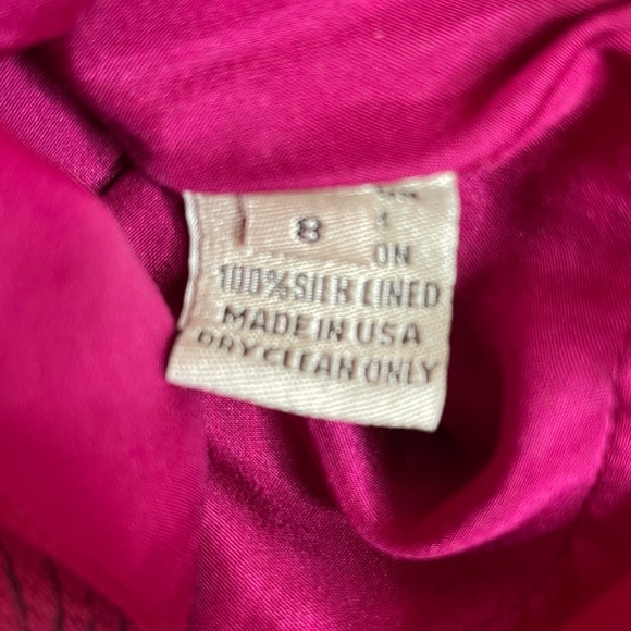 LELA ROSE Fuschia Hot Pink Geometric Textured Flare Dress Size 8 - Picture 11 of 14